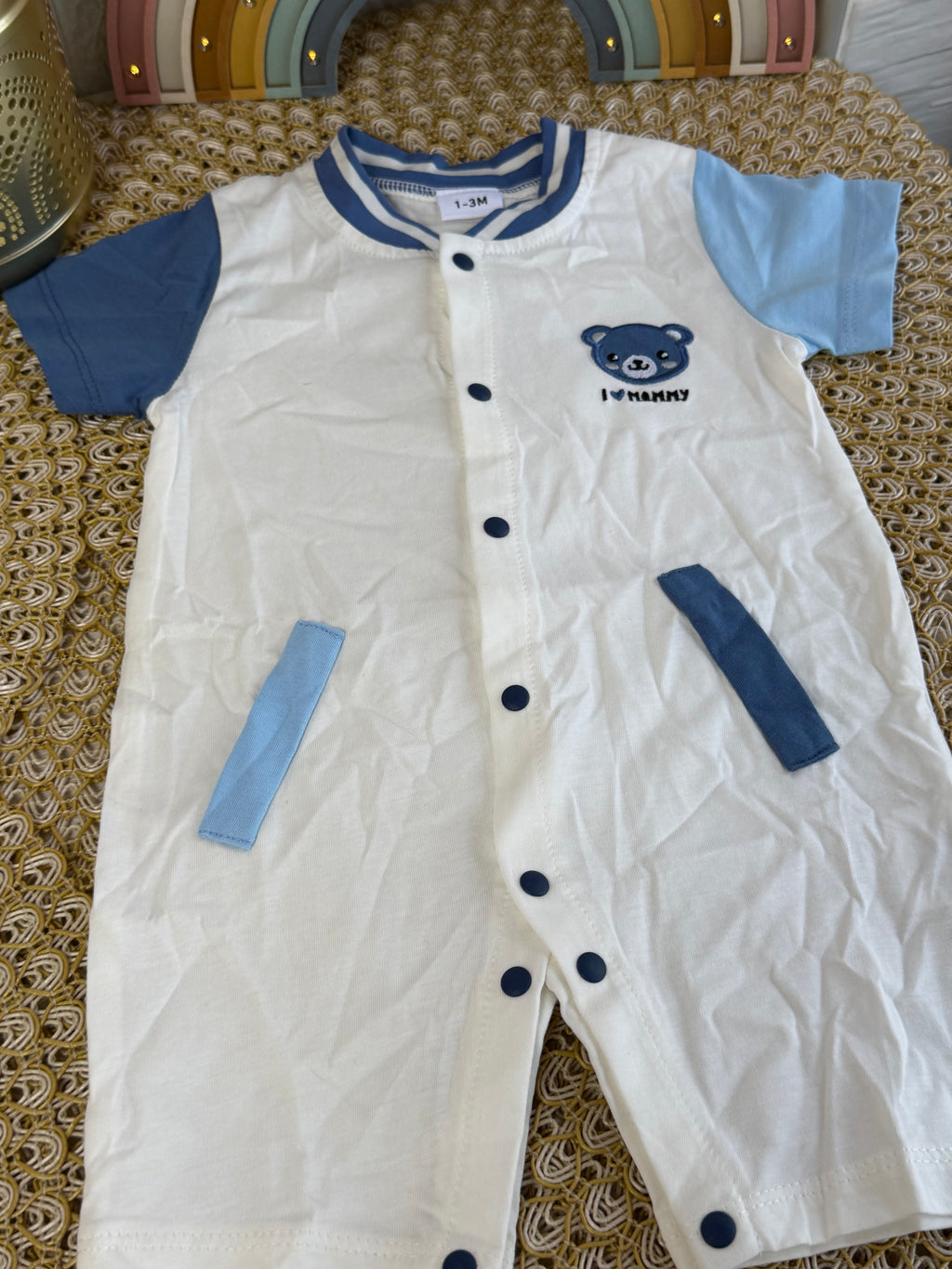 Enterizo blanco osito azul