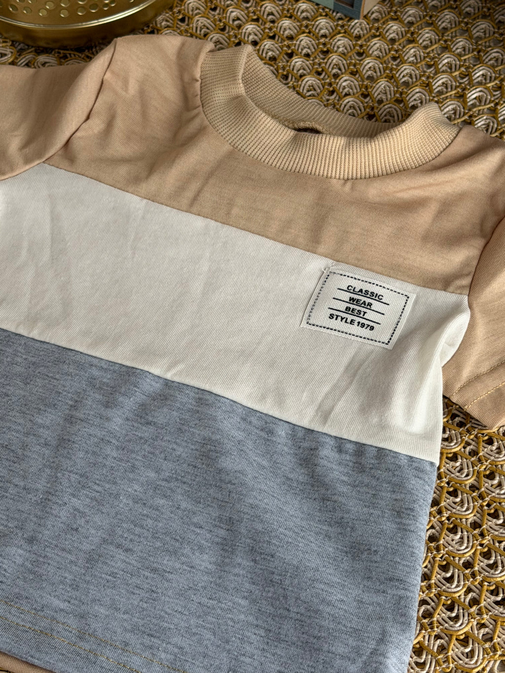 Conjunto 2 piezas beige con gris