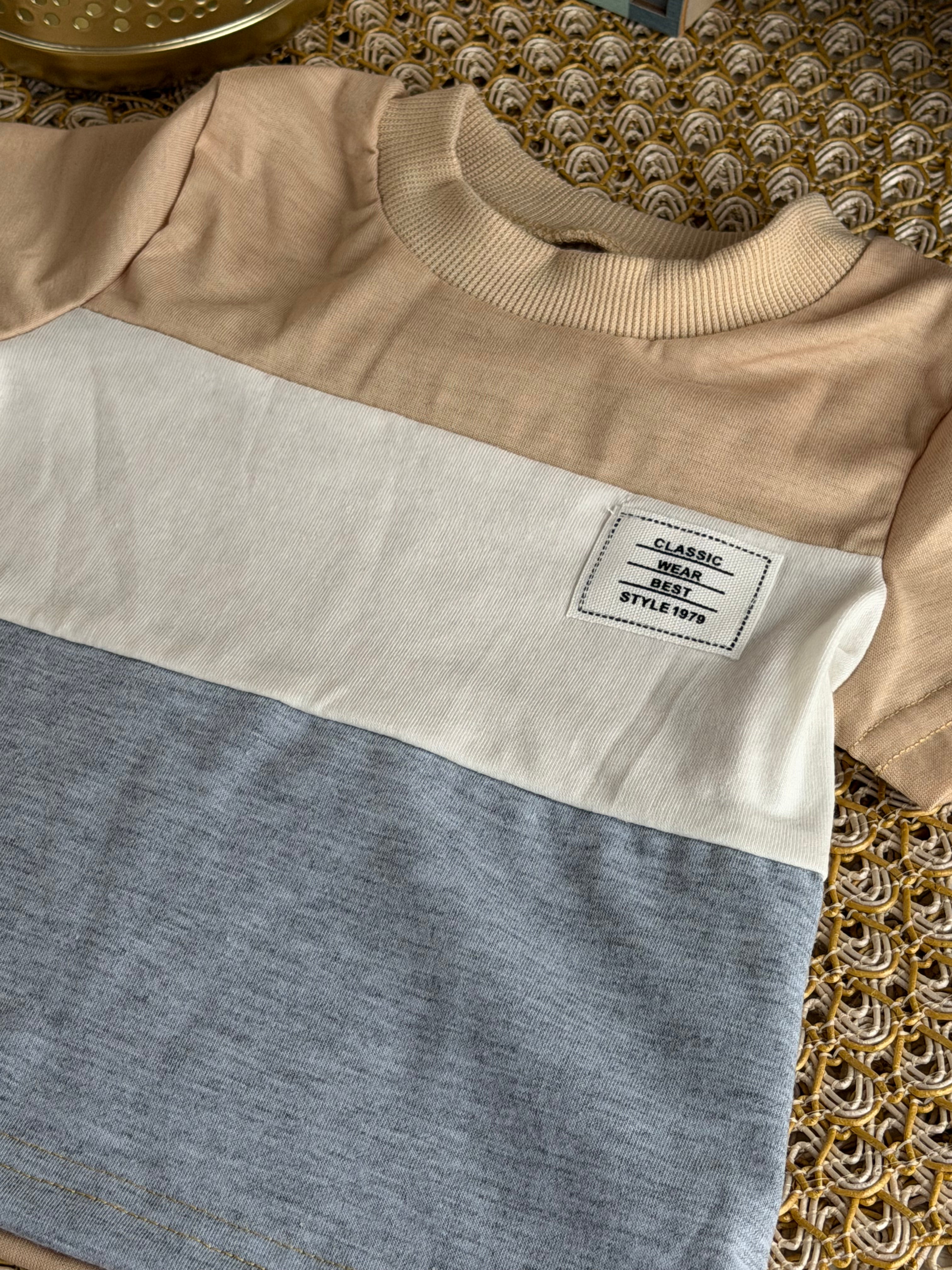 Conjunto 2 piezas beige con gris