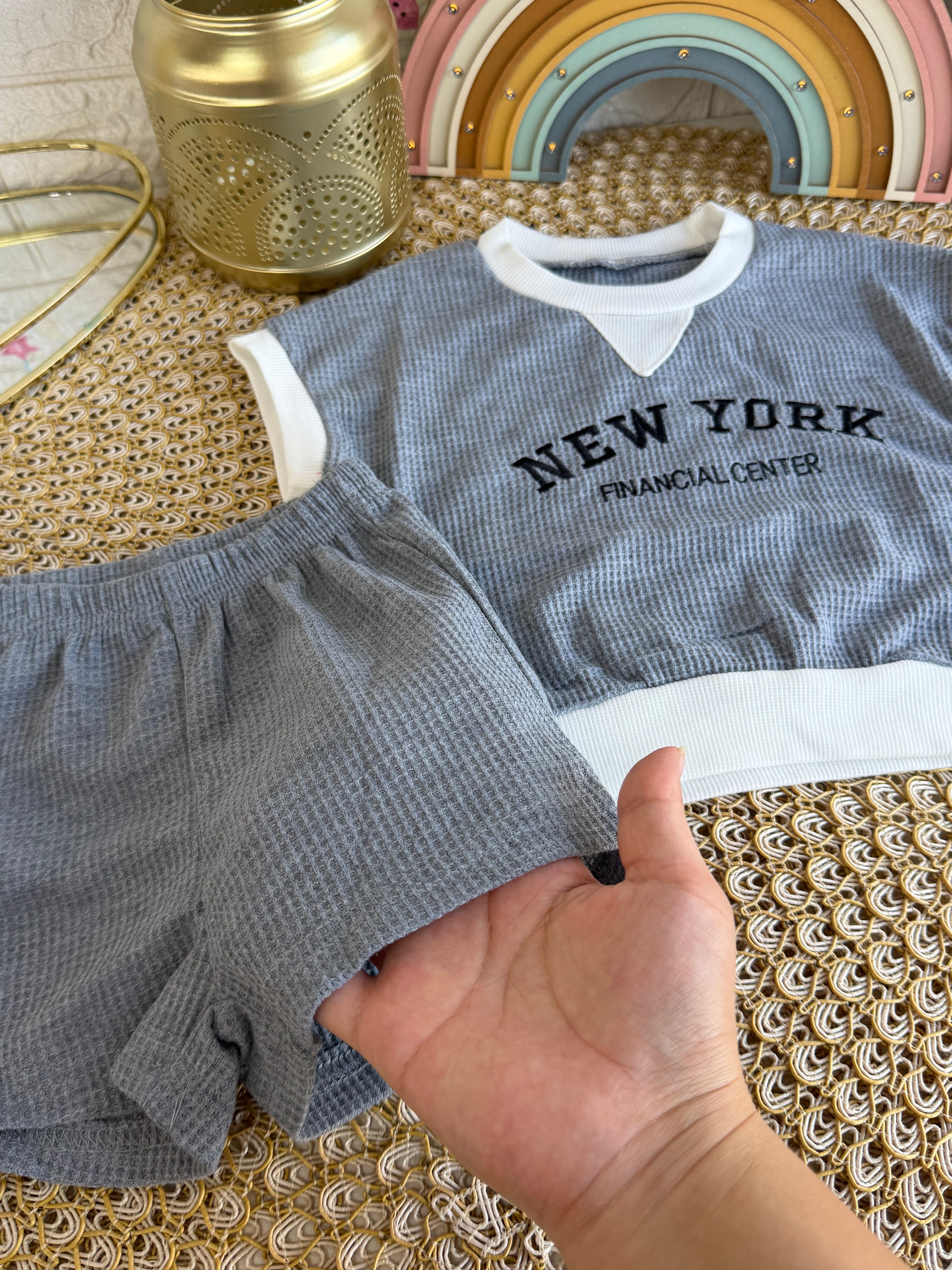 Conjunto 2 piezas corto gris